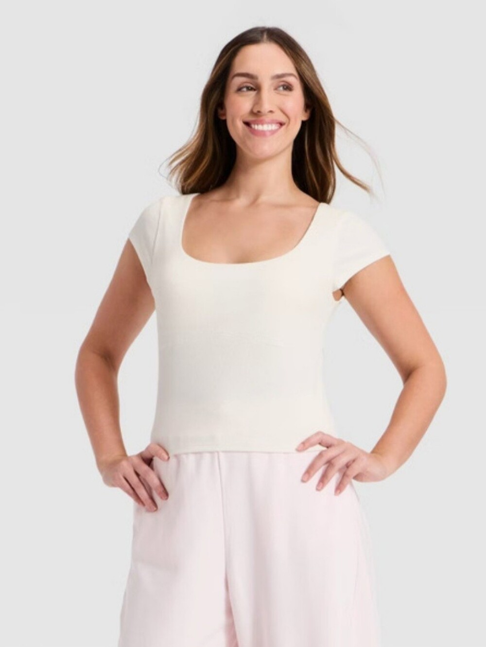 AllIn Motion Women's Modal Ribbed Cap Sleeve Support Tank Top, XL- Cream